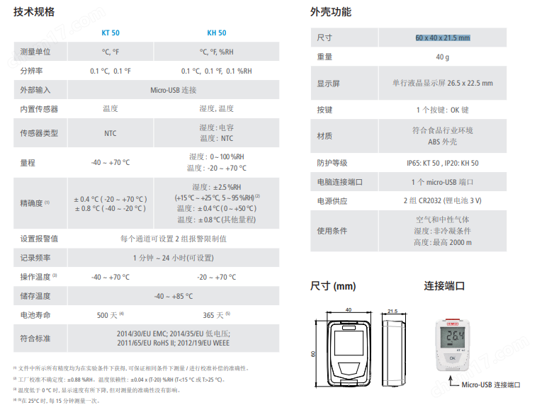 凱茂 KT 50 迷你型溫度記錄儀