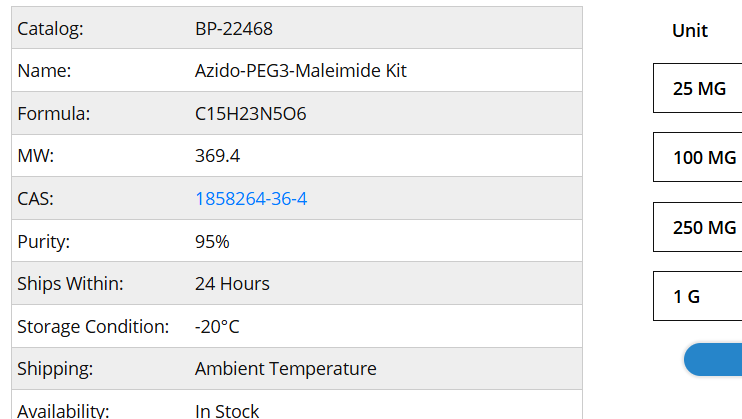 BroadPharm品牌BP-22468貨號(hào)Azido-PEG3-Maleimide Kit產(chǎn)品說(shuō)明書
