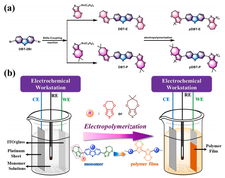 基于二苯并噻吩的高性能电致变色超级电容器:实现储能状态的可视化监测